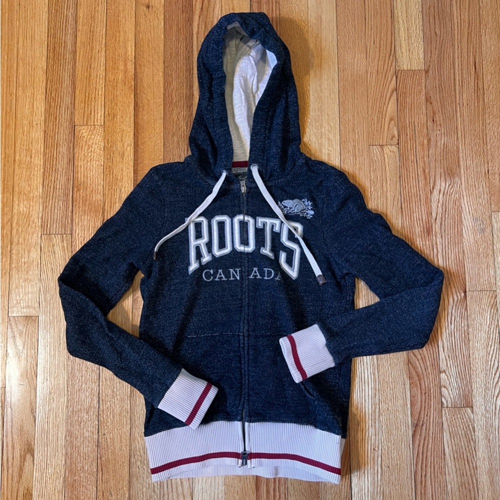 Roots Canada salt and Pepper Hoodie Women’s xs full zip